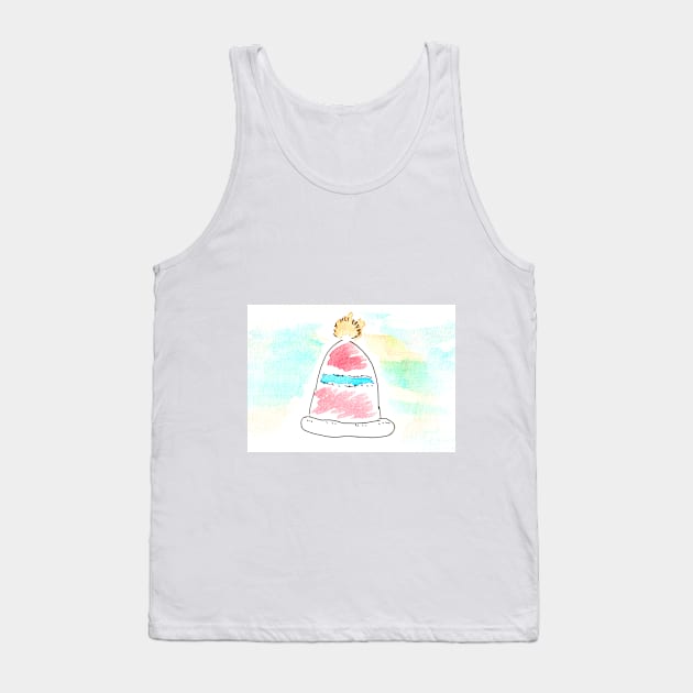 Winter hat, clothes, wardrobe. Watercolor illustration on a winter theme, Tank Top by grafinya